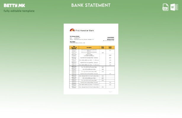 модерен стил Хаваи Прв хавајски шаблон за извод од банка
